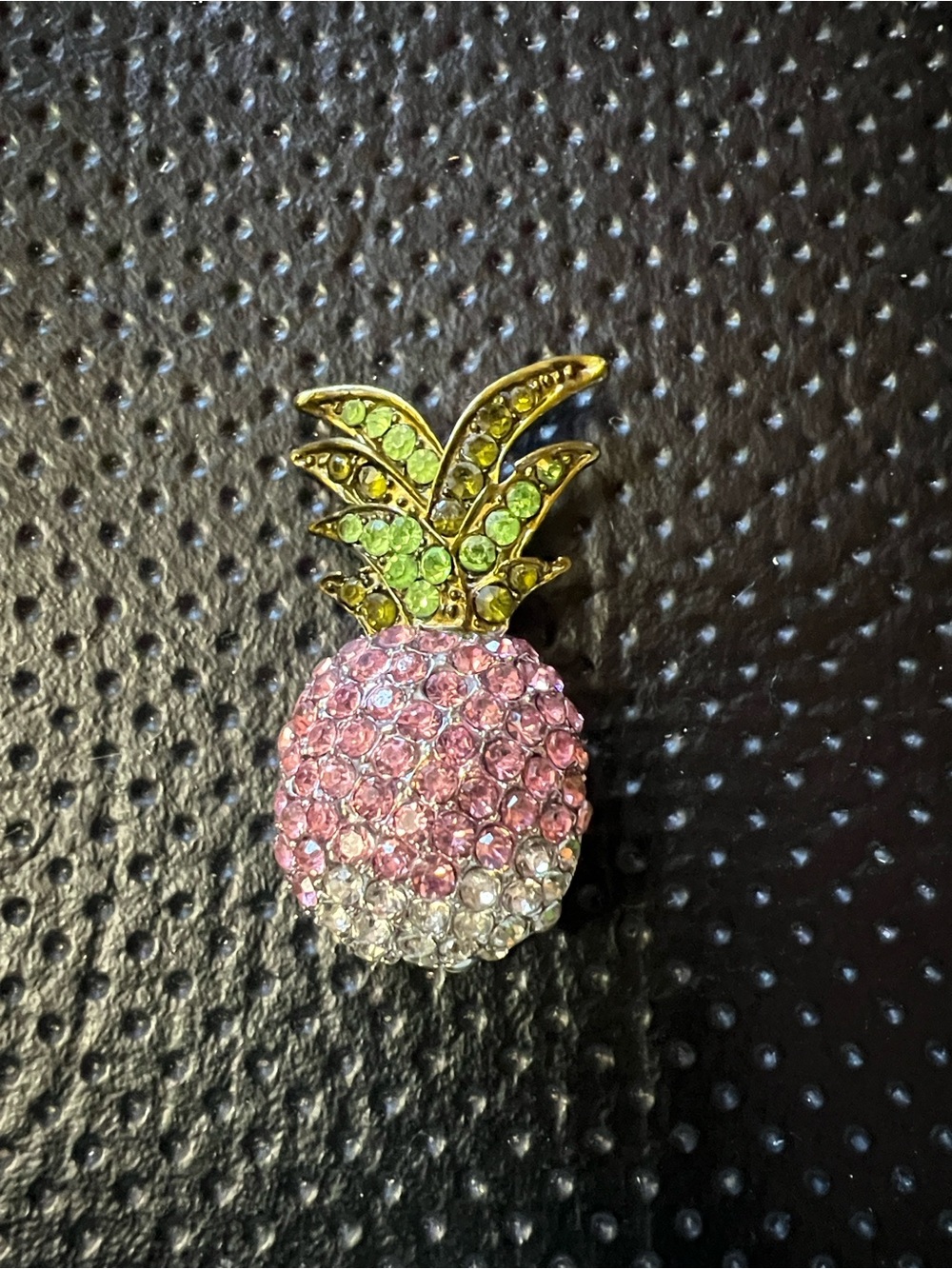 Pineapple Pink and Green Crystal Pineapple Brooch